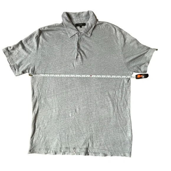 Men's VINCE Gray Blue Linen Polo Shirt size Small - Picture 2 of 10